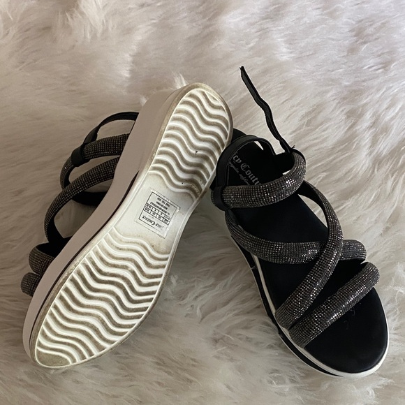 Juicy Couture Black and Silver Strappy Sandals - Picture 1 of 4